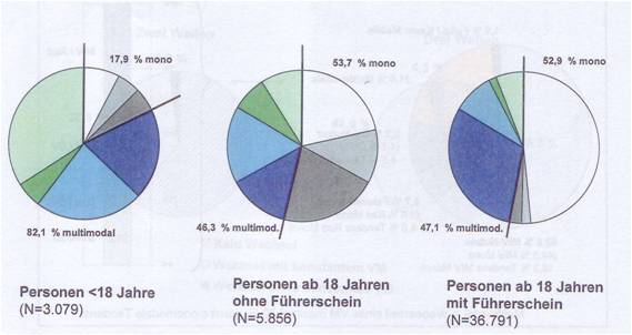 Gruppen in Abhängigkeit von Alter und Führerscheinbesitz