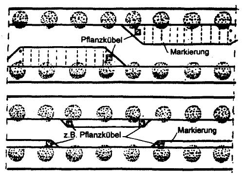 Beispiele für die Neuordnung des Parkens und Begrünung als Verkehrsberuhigungsmaßnahmen